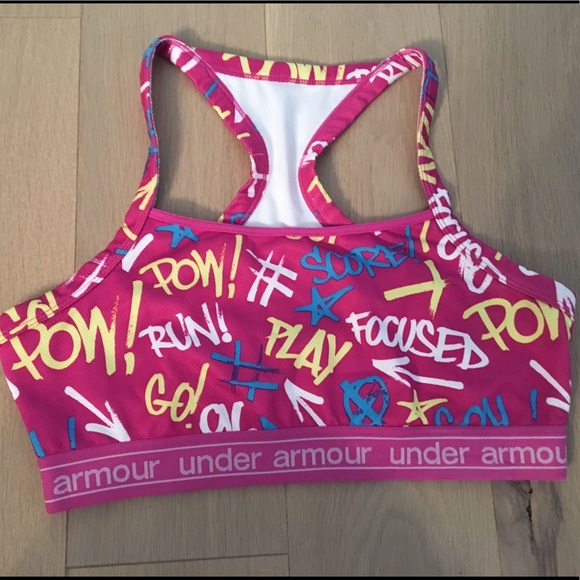 Under Armour Sports Bra Pink Graffiti Medium - Picture 1 of 3